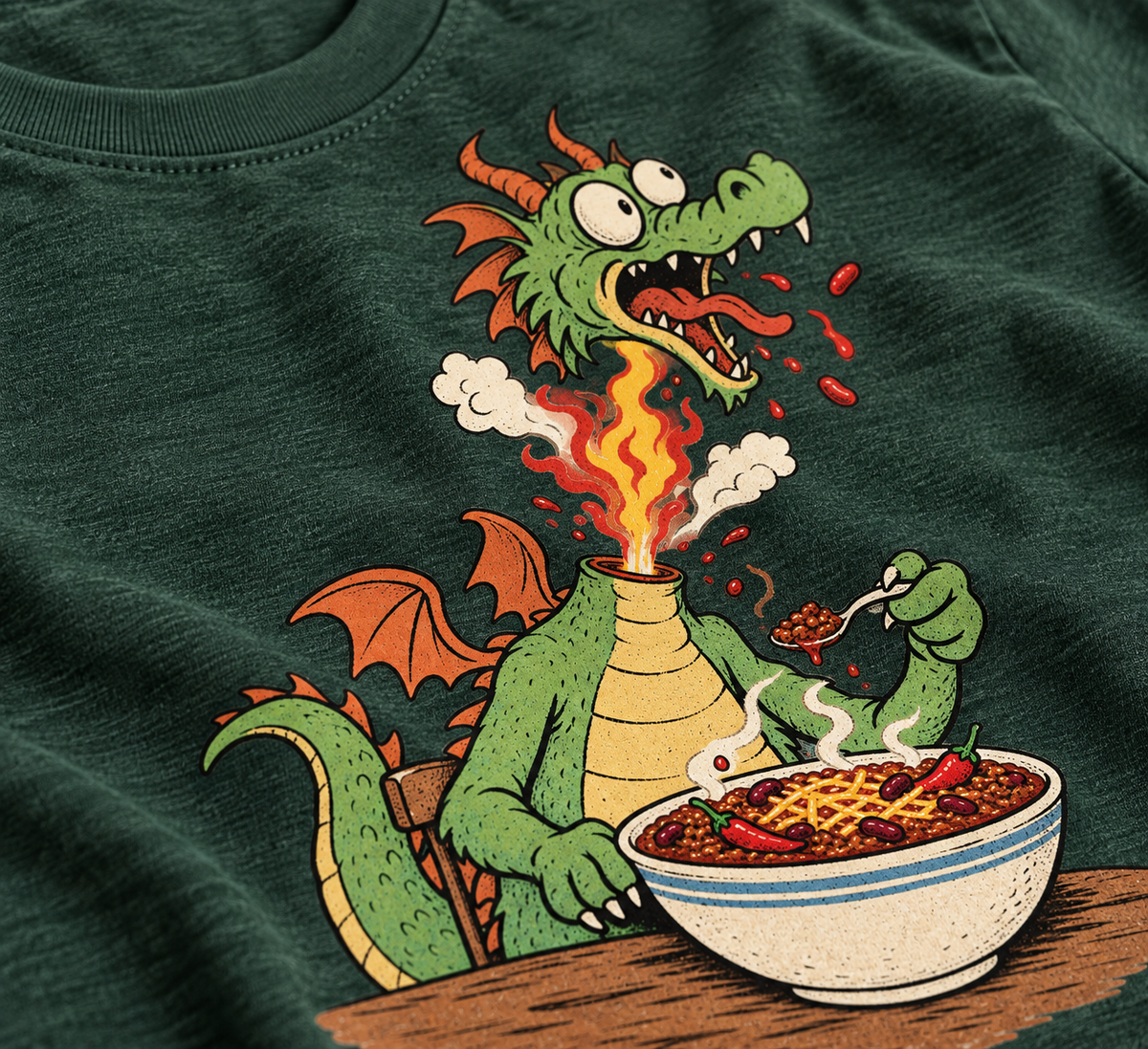 Dragon Chili Heather Forest kids tee print detail