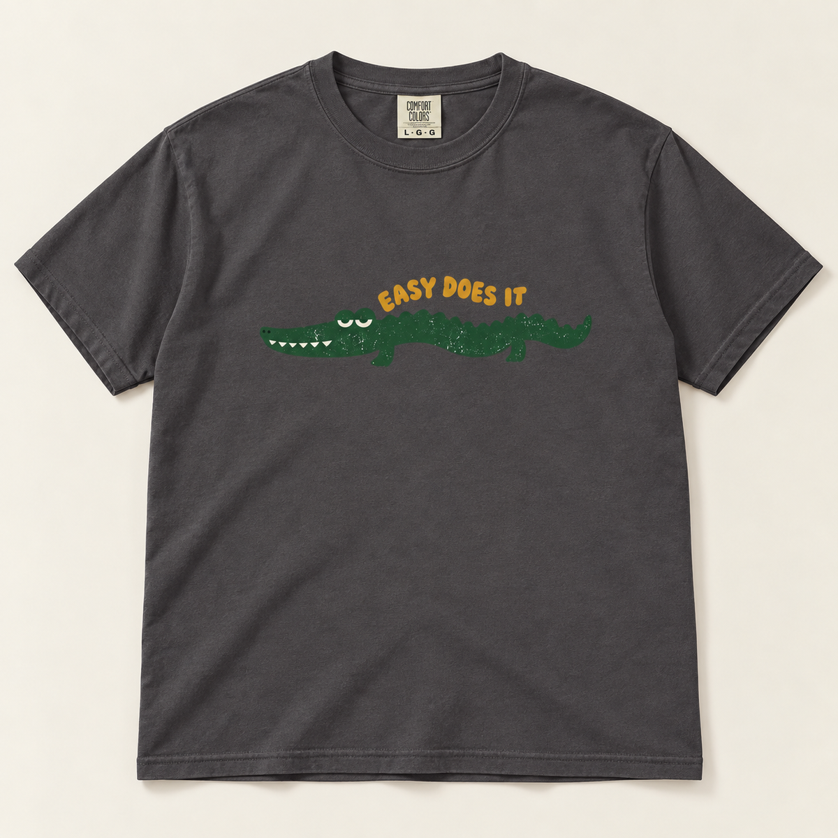 Easy Does It graphic tee in Graphite - front