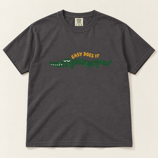 Easy Does It graphic tee in Graphite - front