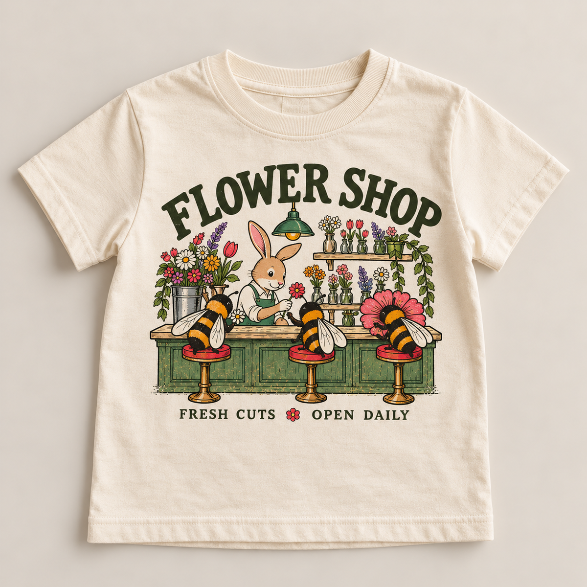 Flower Shop kids t-shirt in Natural - front