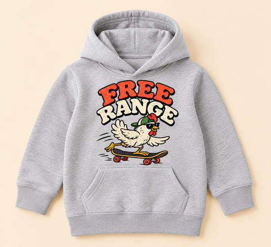 Free Range toddler heather hoodie front
