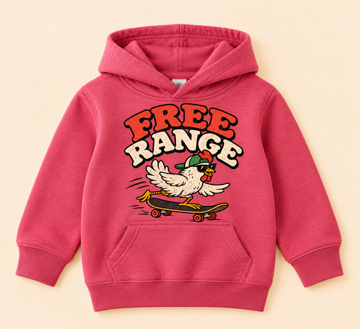 Free Range toddler raspberry hoodie front