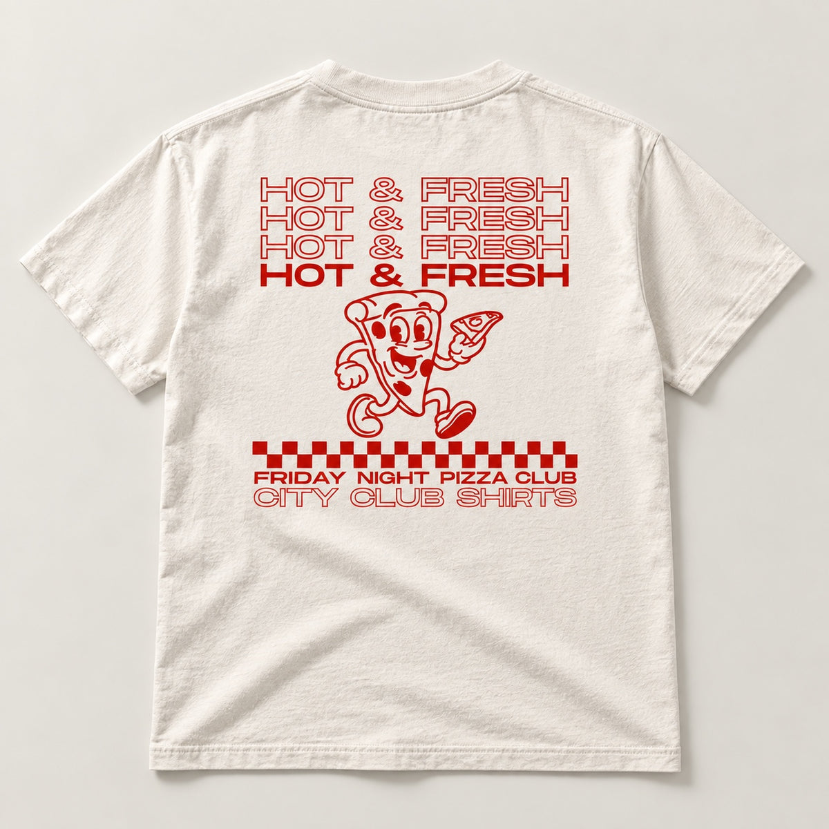 Friday Night Pizza Club white heavyweight tee back view