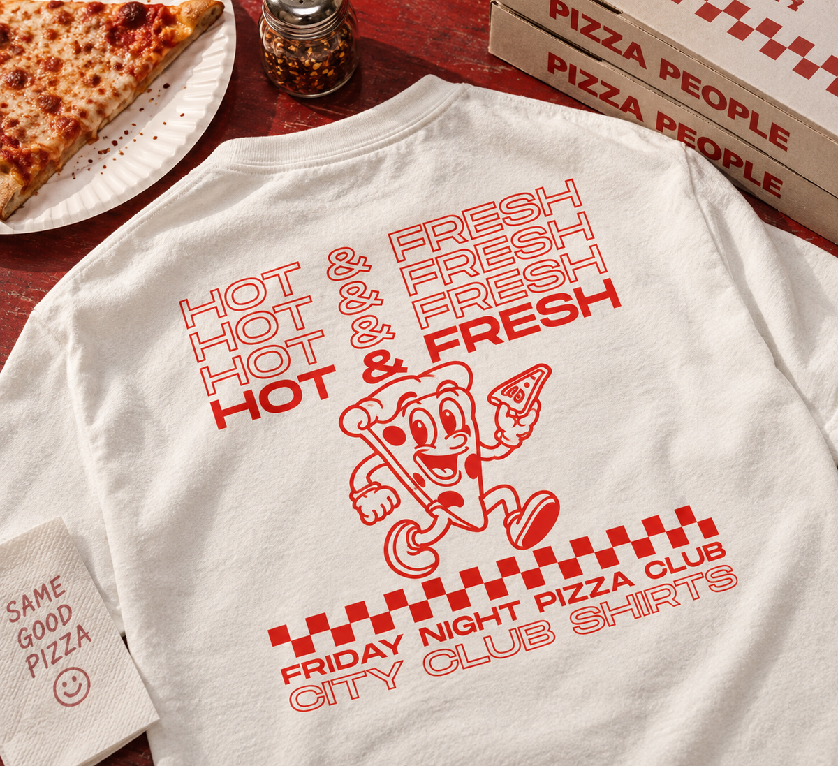 Friday Night Pizza Club back print detail