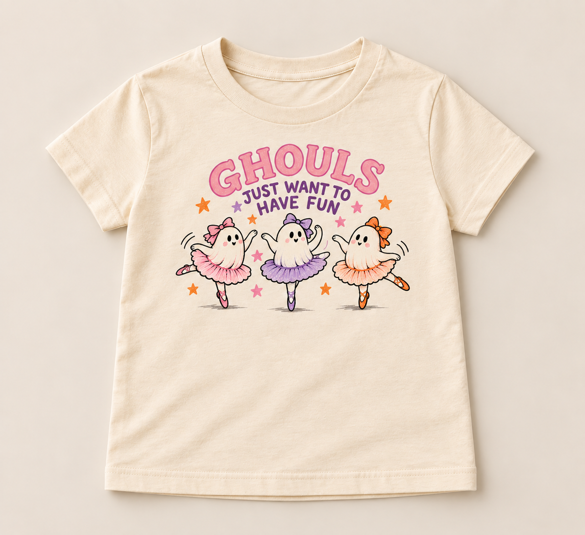 Ghouls Just Want to Have Fun kids tee in Natural