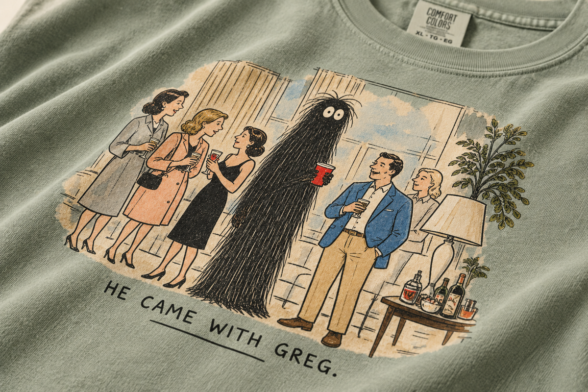 He Came With Greg graphic print detail on Bay