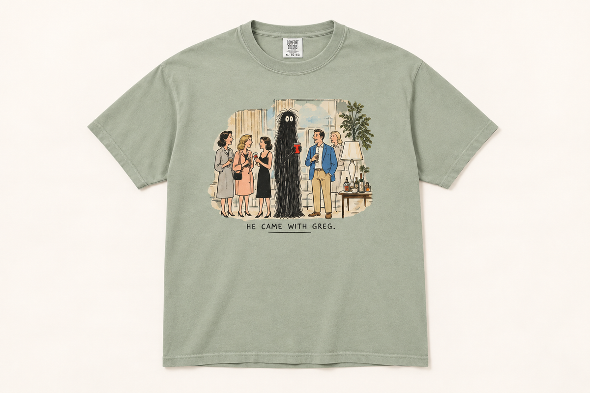 He Came With Greg adult Bay graphic T-shirt front