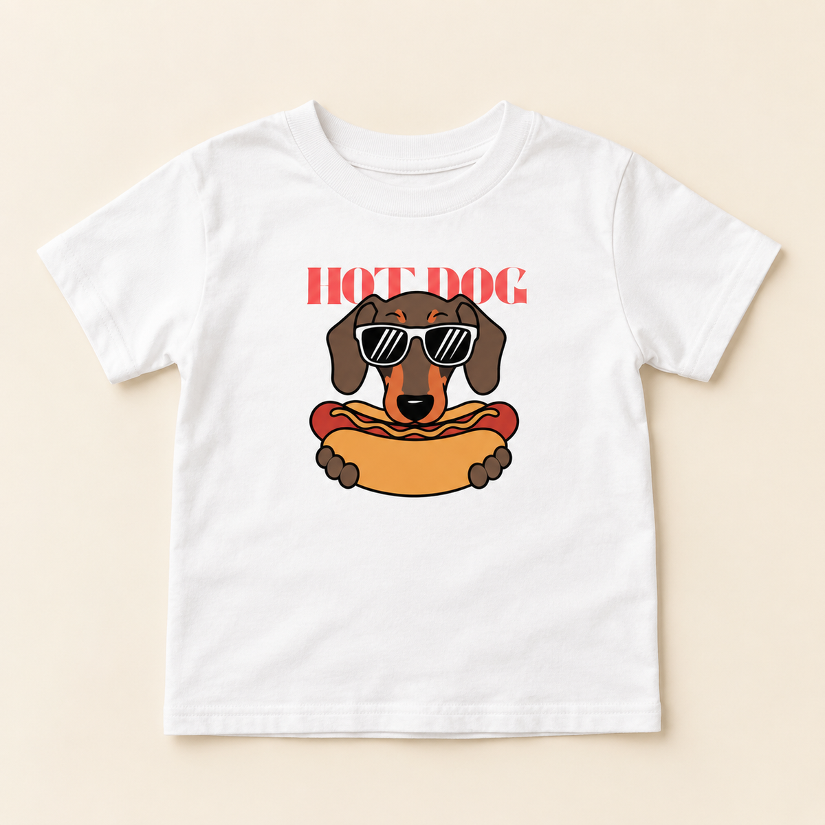 Hot Dog kids white graphic tee front