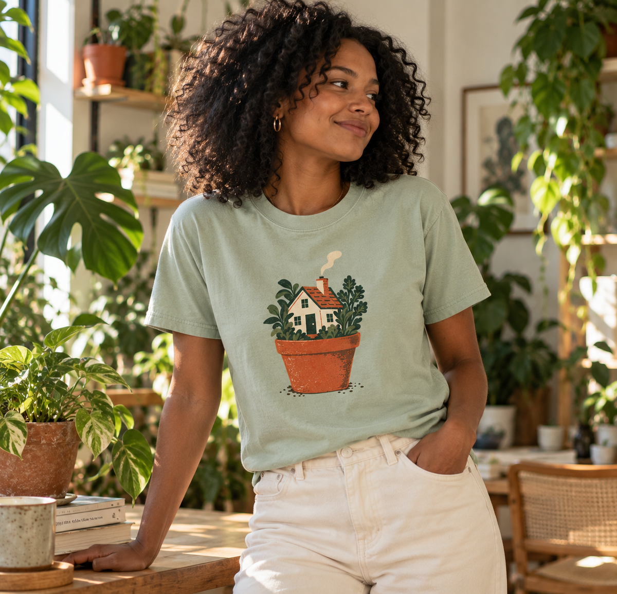 Houseplant graphic tee lifestyle
