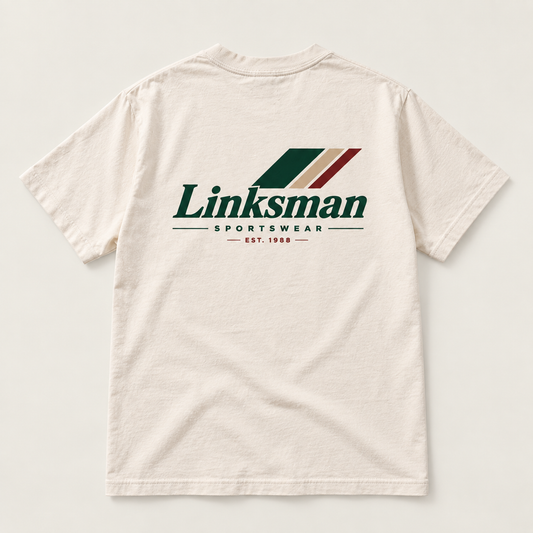Linksman Sportswear cream heavyweight tee back view