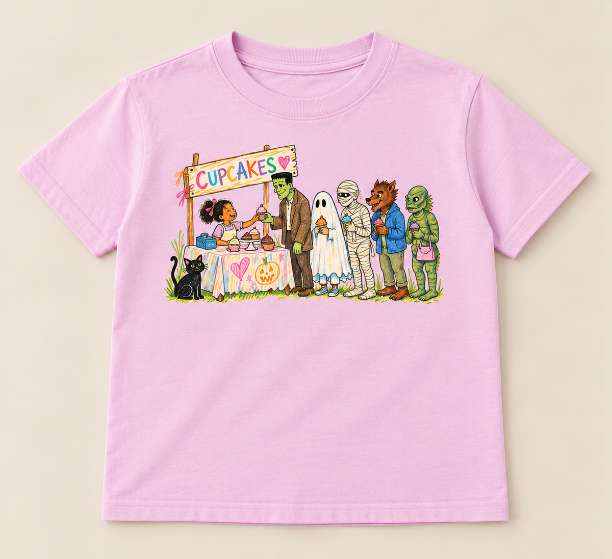 Monster Cupcakes kids Orchid graphic T-shirt front