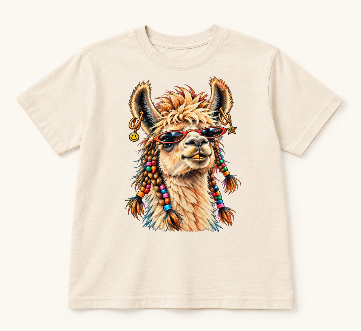 No Probllama kids natural graphic tee front