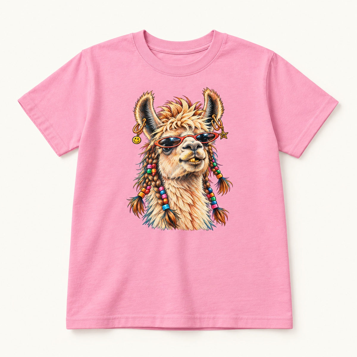 No Probllama kids pink graphic tee front