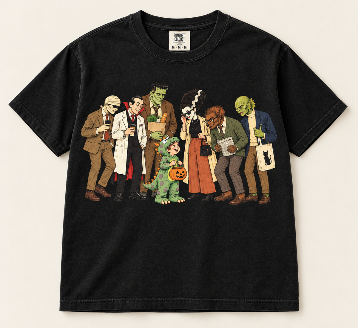 One of Us kids black graphic T-shirt front