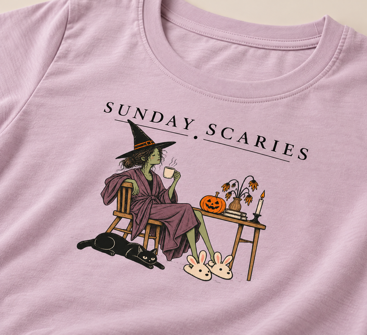 Sunday Scaries print detail on Light Violet