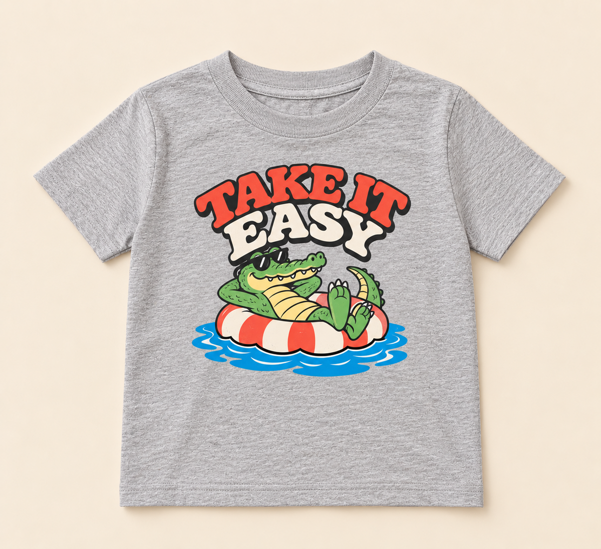 Take It Easy kids graphic tee in Heather Grey