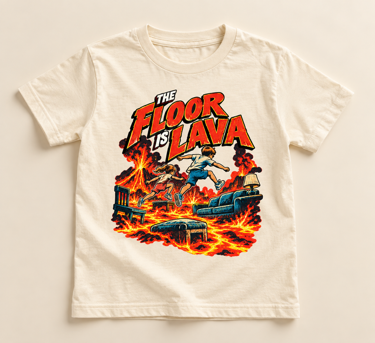 The Floor Is Lava natural youth tee front