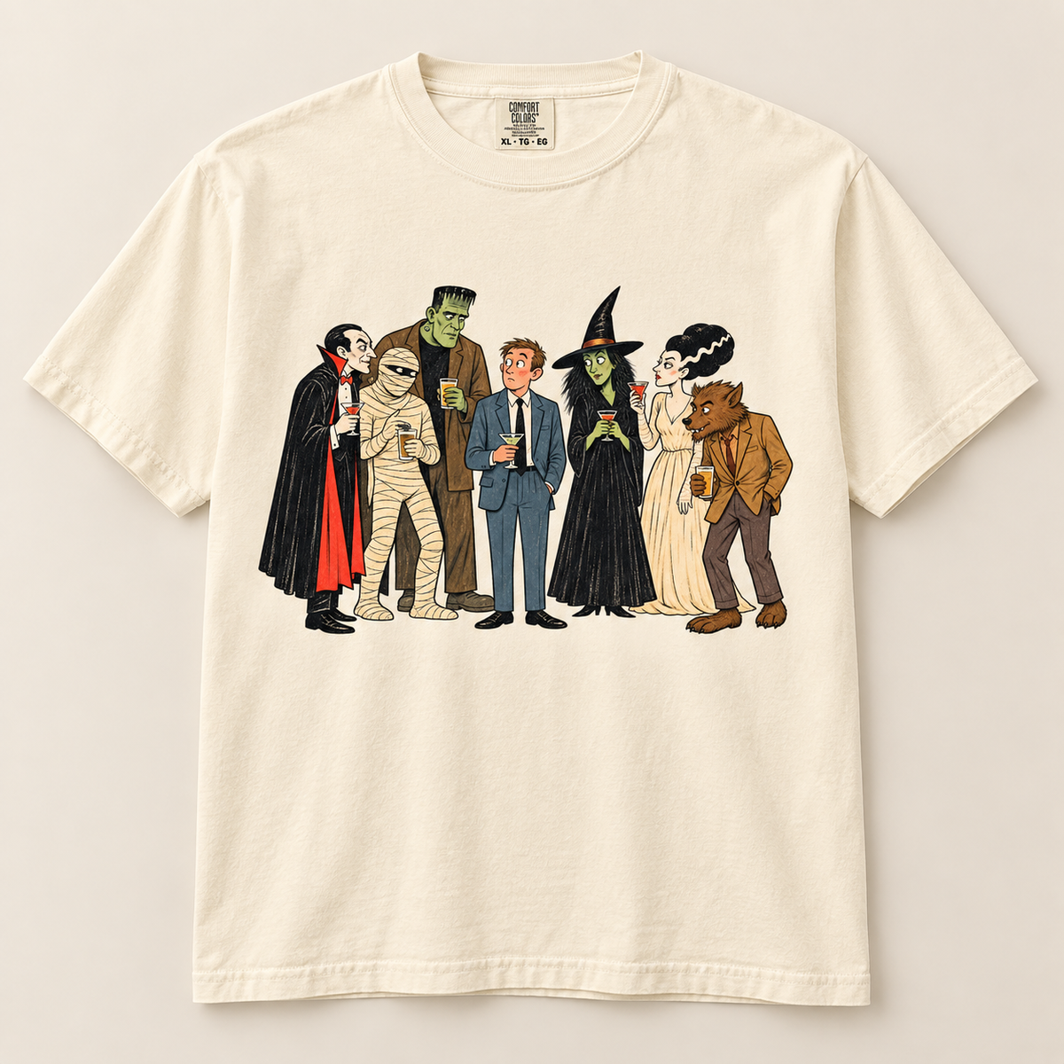 Who Invited Him? ivory graphic T-shirt front