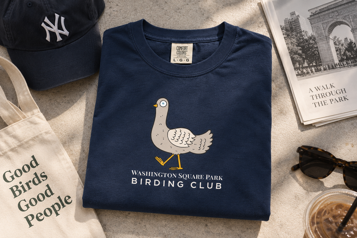 Washington Square Park Birding Club editorial flat lay