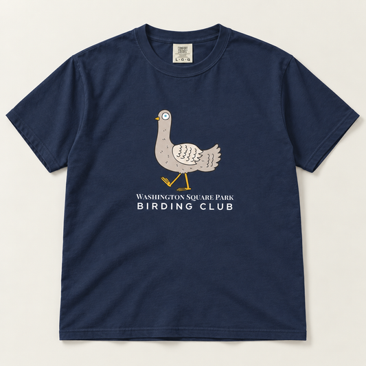 Washington Square Park Birding Club True Navy tee front view